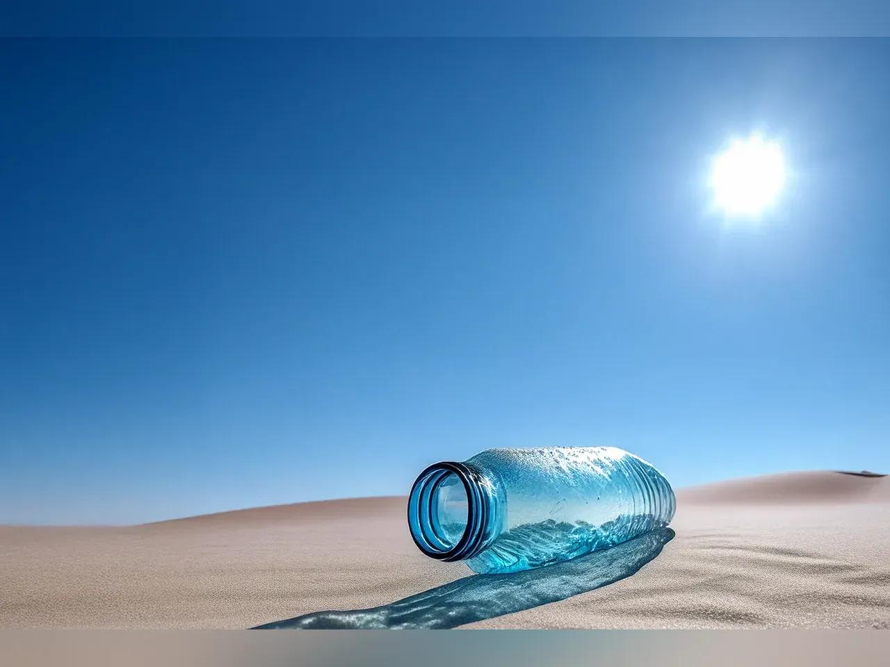 Leere Flasche in der Wüste